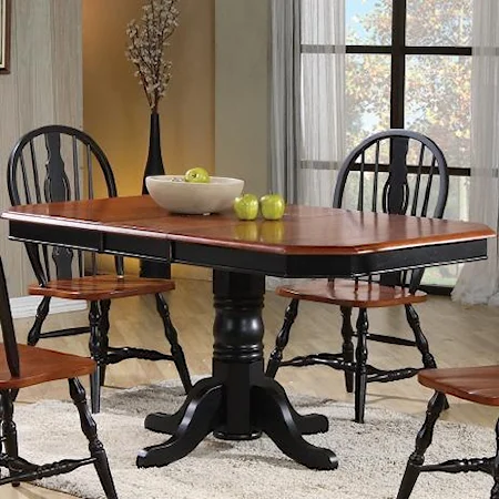 Pedestal Dining Table with Clipped Edge Table Top